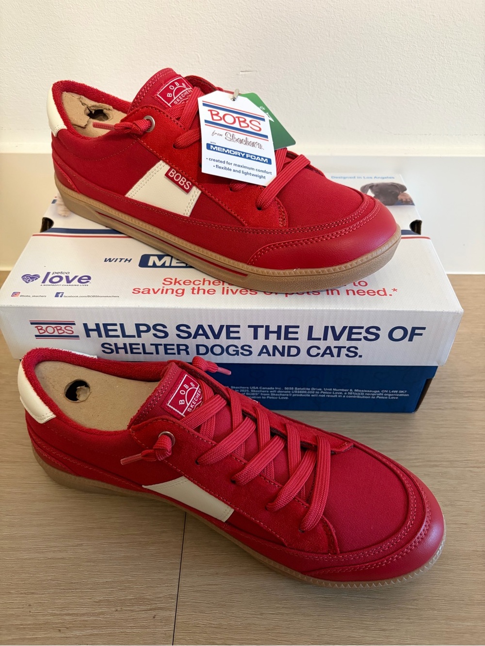 NIB Red Skechers Bobs B Cute 2.0 - Low Stride Sneakers Size 10